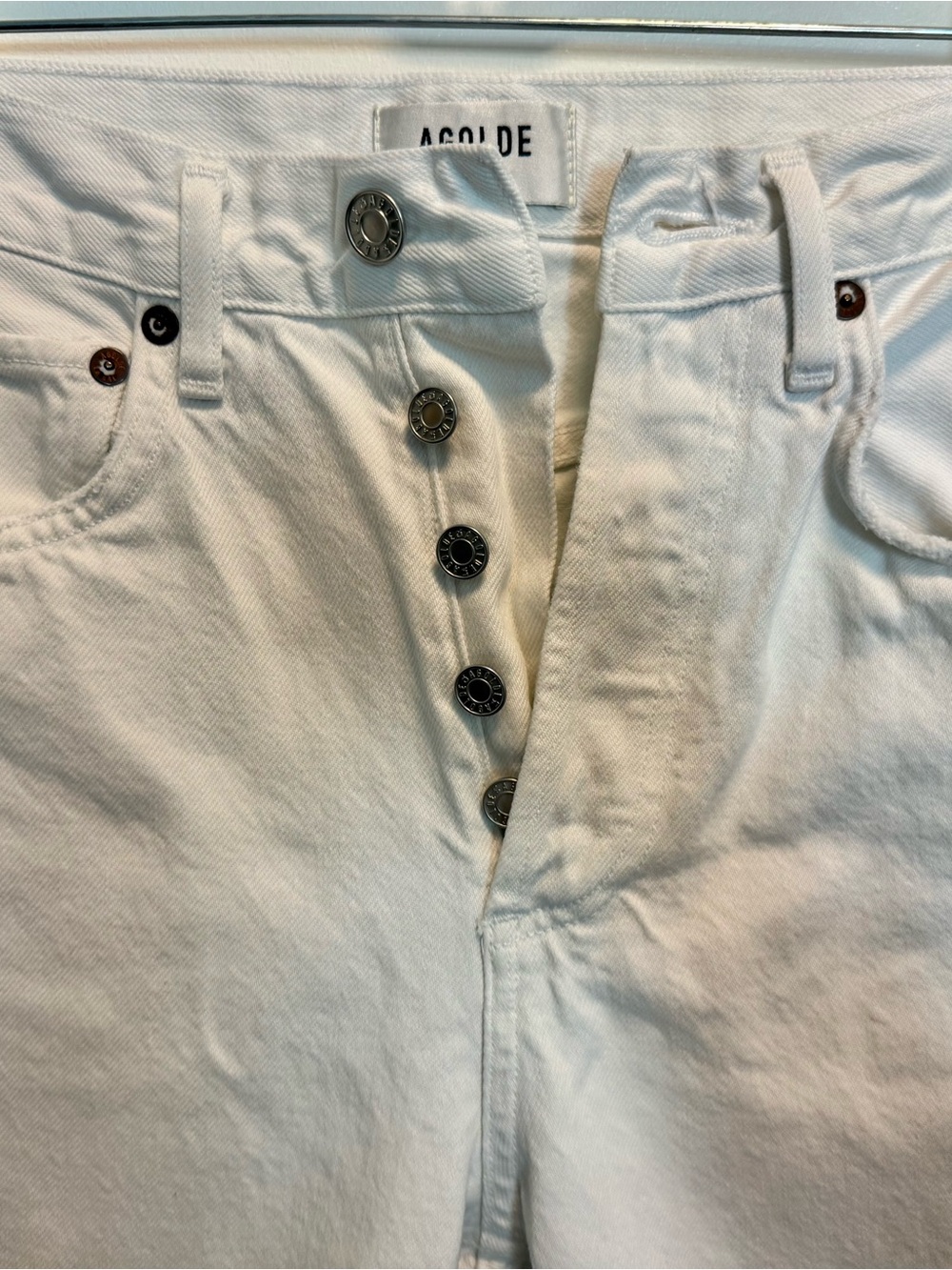 Agolde Straight White Button-Fly Jeans - 90’s Cropped - Picture 3 of 7